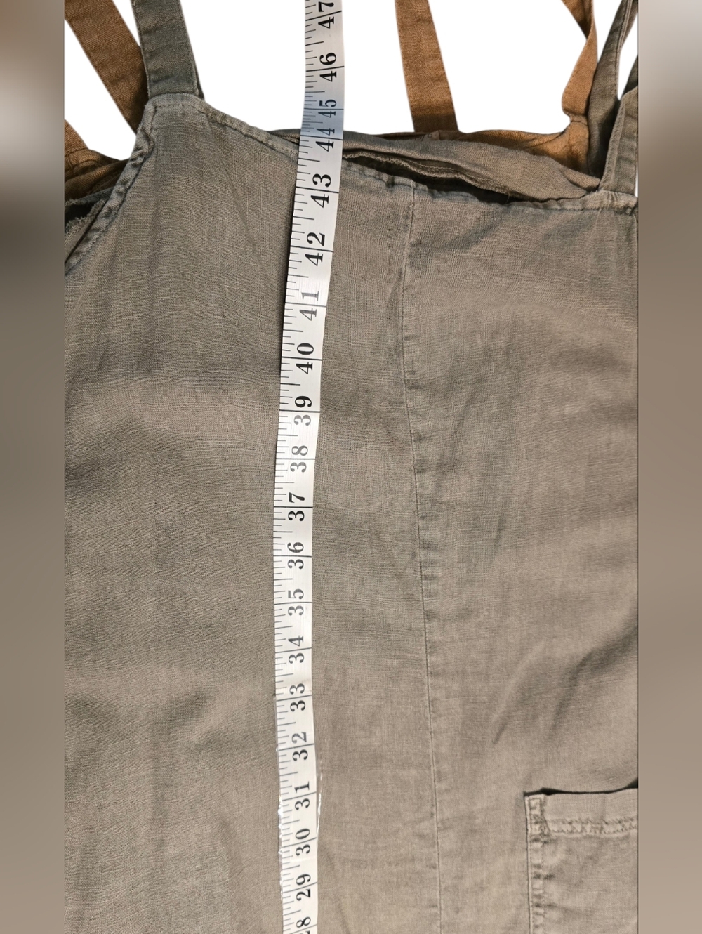 Universal Thread Linen-Blend Relaxed Overalls in Olive and Taupe - Picture 7 of 11
